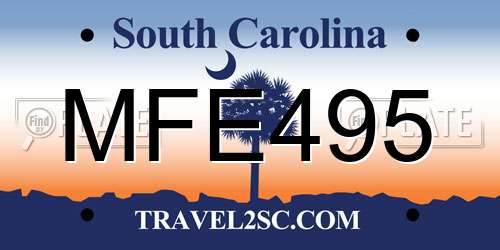 MFE495 South Carolina License Plate