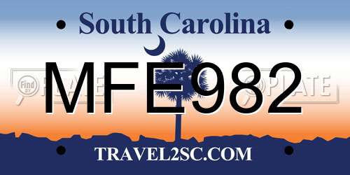 MFE982 South Carolina License Plate