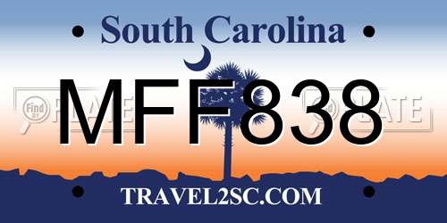 MFF838 South Carolina License Plate