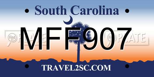 MFF907 South Carolina License Plate