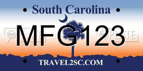 MFG123 South Carolina License Plate