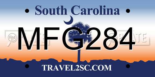 MFG284 South Carolina License Plate