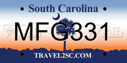 MFG331 South Carolina License Plate