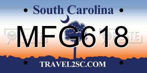 MFG618 South Carolina License Plate