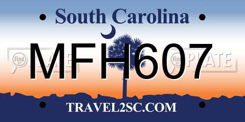 MFH607 South Carolina License Plate