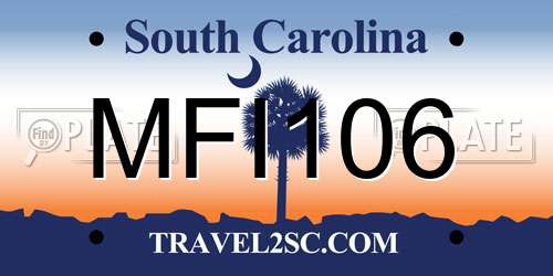 MFI106 South Carolina License Plate