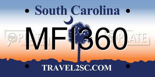MFI360 South Carolina License Plate