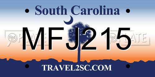 MFJ215 South Carolina License Plate
