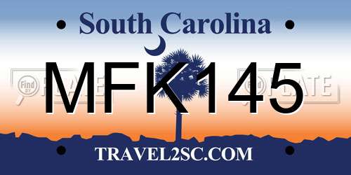MFK145 South Carolina License Plate