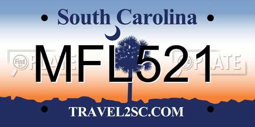 MFL521 South Carolina License Plate