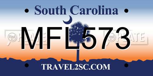 MFL573 South Carolina License Plate