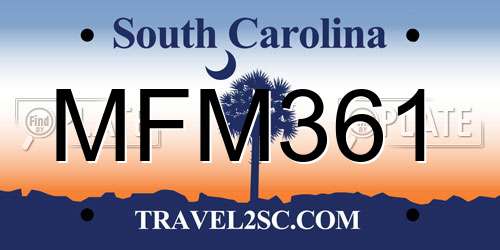 MFM361 South Carolina License Plate