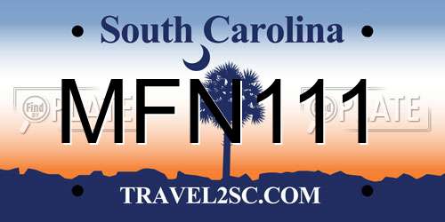 MFN111 South Carolina License Plate