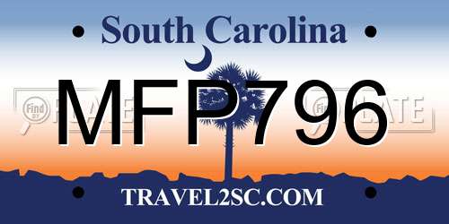 MFP796 South Carolina License Plate