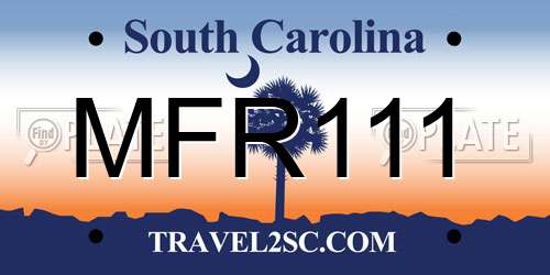 MFR111 South Carolina License Plate