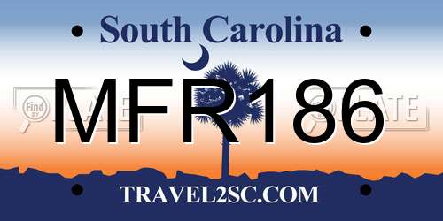 MFR186 South Carolina License Plate