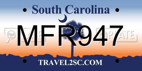MFR947 South Carolina License Plate