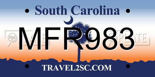 MFR983 South Carolina License Plate