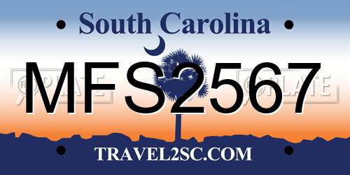 MFS2567 South Carolina License Plate