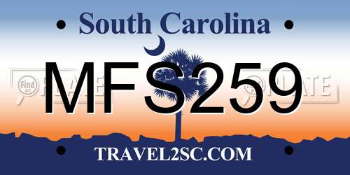 MFS259 South Carolina License Plate