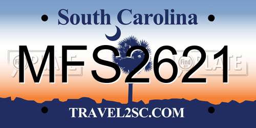 MFS2621 South Carolina License Plate