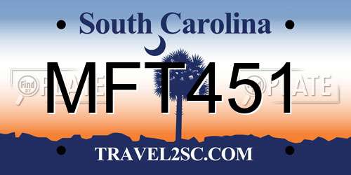 MFT451 South Carolina License Plate