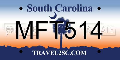 MFT514 South Carolina License Plate