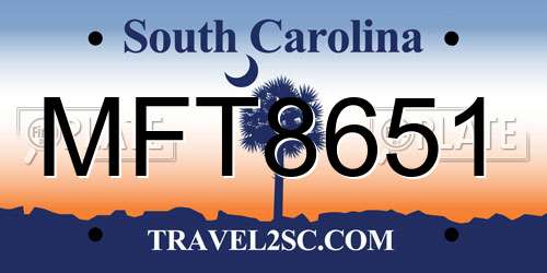 MFT8651 South Carolina License Plate
