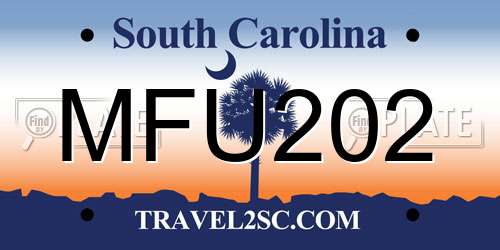 MFU202 South Carolina License Plate