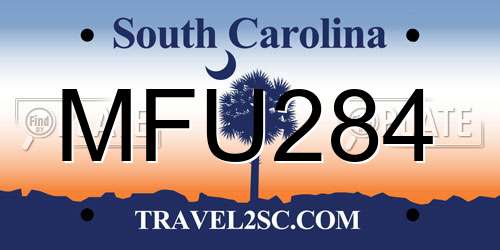 MFU284 South Carolina License Plate