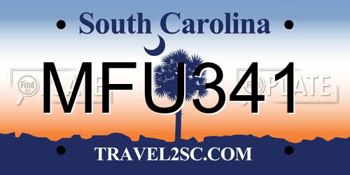 MFU341 South Carolina License Plate