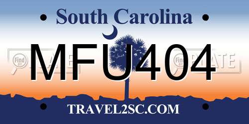 MFU404 South Carolina License Plate