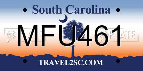 MFU461 South Carolina License Plate