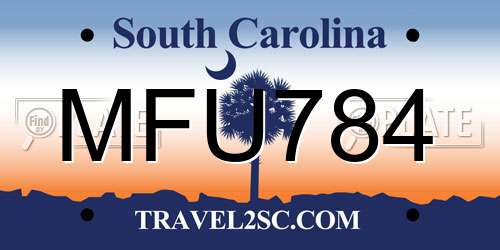 MFU784 South Carolina License Plate
