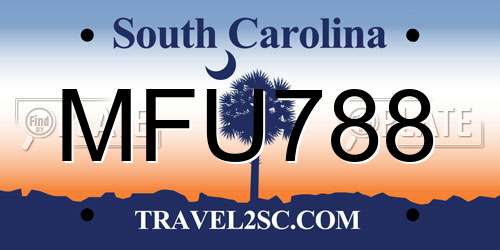 MFU788 South Carolina License Plate