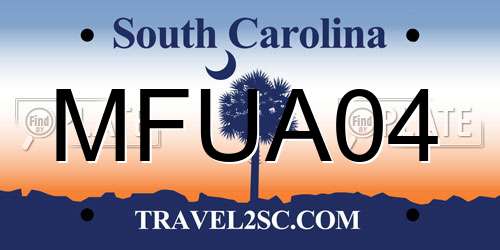 MFUA04 South Carolina License Plate