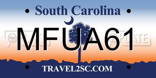 MFUA61 South Carolina License Plate