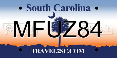 MFUZ84 South Carolina License Plate