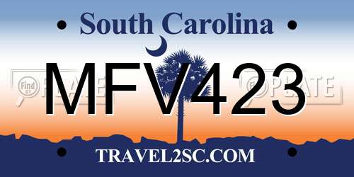 MFV423 South Carolina License Plate