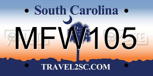 MFW105 South Carolina License Plate
