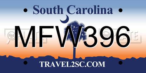 MFW396 South Carolina License Plate