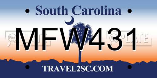MFW431 South Carolina License Plate