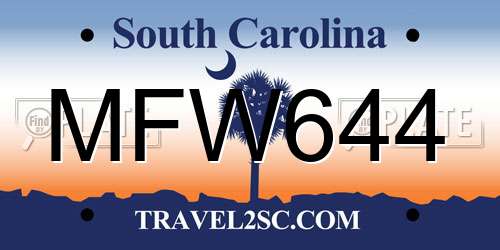 MFW644 South Carolina License Plate