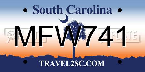 MFW741 South Carolina License Plate
