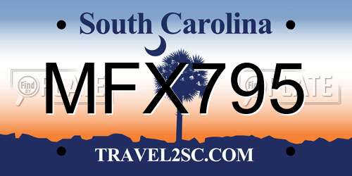 MFX795 South Carolina License Plate