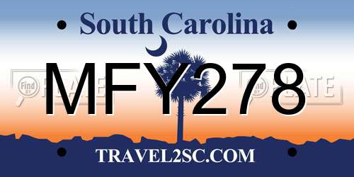 MFY278 South Carolina License Plate