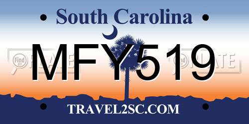 MFY519 South Carolina License Plate