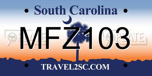 MFZ103 South Carolina License Plate