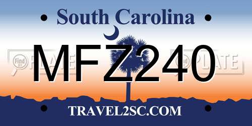 MFZ240 South Carolina License Plate