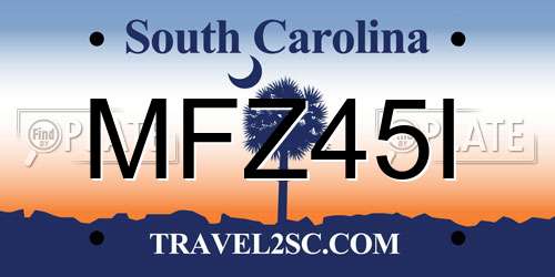 MFZ45I South Carolina License Plate